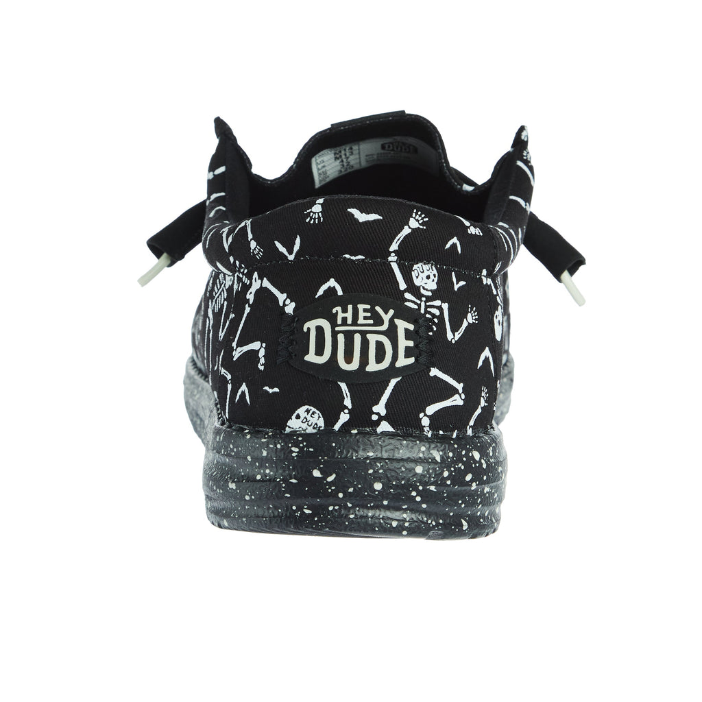 Hey Dude Men`s Wally Skeletons Black Casual Shoe