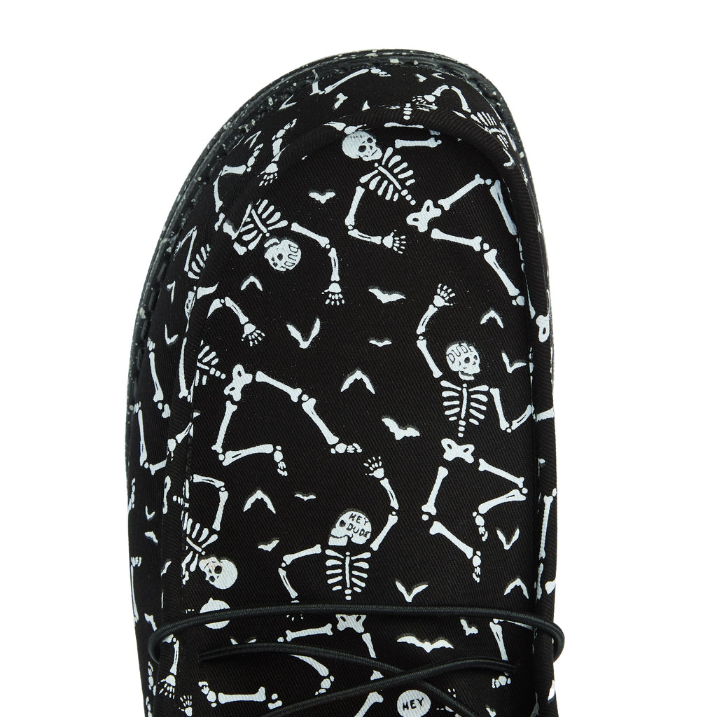 Hey Dude Men`s Wally Skeletons Black Casual Shoe